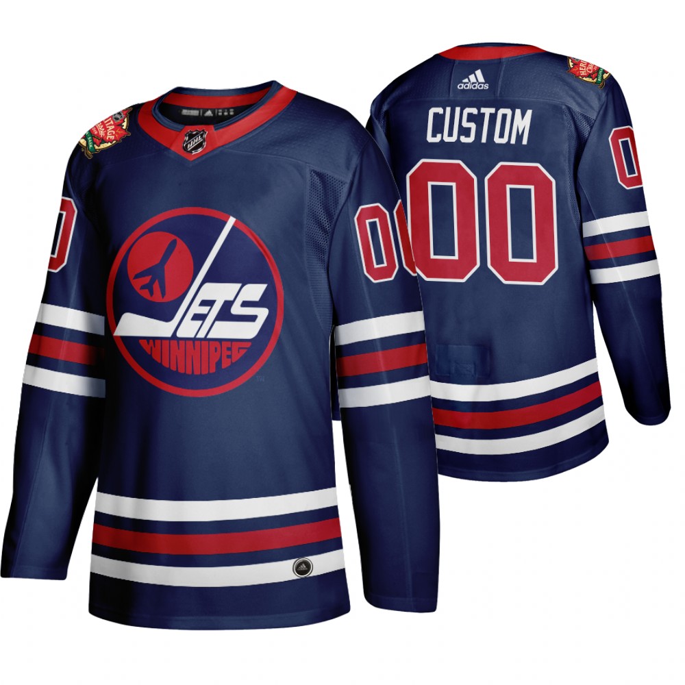 Cheap Winnipeg Jets Custom Men 2019-20 Heritage Classic Wha Navy Stitched NHL Jersey
